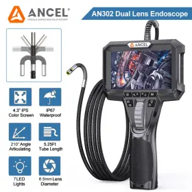 An302 Ancel Endoscope Borescope 6.5mm Snake Camera 4.3 Inch 1080p