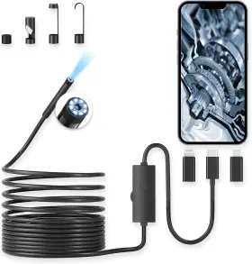 1920p Brand Boatshon 768447275336 Endoscope Camera With Light Hd Borescope 8 Adjustable 10ft Black