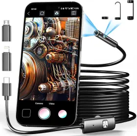 An112 Brand Carpdim Dual Lens Endoscope Camera With Light Borescope Inspection 16.5ft