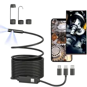 30-2z95-ml7v Brand Matrixcamp Dual Lens Borescope Endoscope Camera With Light For Iphone 16.5ft Black