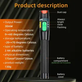 Vflc-30 Cruiser Aluminium Alloy Visual Fault Locator Fiber Optic Cable Tester Vfl Test Black #3