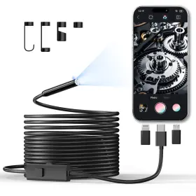 1920p Cteounpt Sc-01 Endoscope Camera With Light Hd Borescope 16.4ft Black