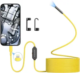 Ntc55 Depstech Endoscope Camera With Lights 7mm Slim Probe Borescope Yellow