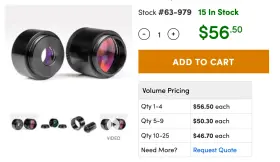 63-979 Edmund Optics 10mm Diameter C-mount Thin Optic Mount 63979