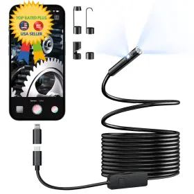1920p Elecshion C-e64 Dual-lens Endoscope Camera With Light Hd Borescope 8 1 Black