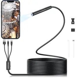 Nk-5002pro Hoercaal Borescope Endoscope 3-in-1 Usb Hd Inspection Camera With 16.5ft Black
