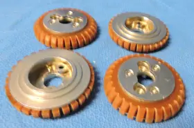905210091 Ibak Set 4 Treaded Hard Brown Wheels For 125mm 5 Inch Pipe Inspection Camera Tractor
