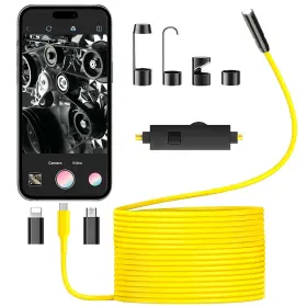 1920p Jse Pm01 Endoscope Camera With Light 16.4ft Waterproof Borescope Hd Yellow