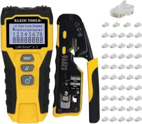 80072 Klein Tools Rj45 Cable Tester Kit With Lan Scout Jr. 2 Coax Crimper /