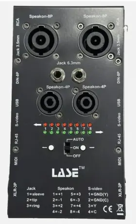Din-8p Lase Ct-88c Pro-audio 11-in -1 Multi-cable Tester Speakon Usb Xlr 1/4 Inch Black