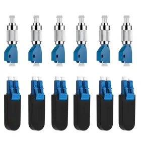 Hlq-12pc-ccus1 Moocci F 6 Pcs Single Mode 9/125um Fc Male To Lc Female Vfl Fiber Optic Adapter Blue