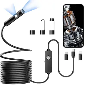 16.4ft-dual Papiblu Dly001 Endoscope With Light 1920p Hd Borescope Lens Black