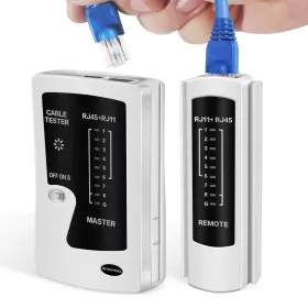 Petechtool 714041717468 Network Ethernet Cable Tester For Lan Rj45 Cat5 Cat5e Cat6 Cat6a Cat7 Black