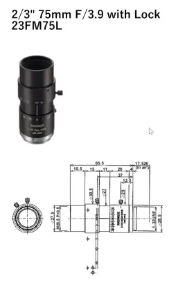 23fm75l Tamron High Resolution Mono-focal Lens With Lock 1 3.9 75 Mm 25.5 Diam