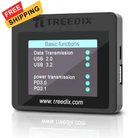Treedix Trx5-0816 Usb Cable Tester With 2.4 Inch Color Screen For Emarker Reading Pd 3.0/3.1 Black