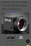 Flir Camera 1.3MP B&w FLEA3 Usb 3.0. Fixed Price $153.00.