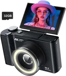 W&o 4K Ccd Digital Camera W/ Fill Light, 180 Flip Screen 32GB. Fixed Price $44.64.