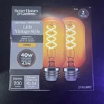 Better Homes & Gardens T45 Led Vintage Light Bulb 40W 2-PK Dimmable Amber. Fixed Price $15.00.