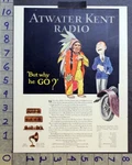 1925 American Indian Auto Atwater Kent Radio Philadelphia Manufacture FC4573. Fixed Price $21.95.